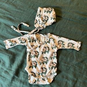 Kate Quinn kimono onesie and bonnet